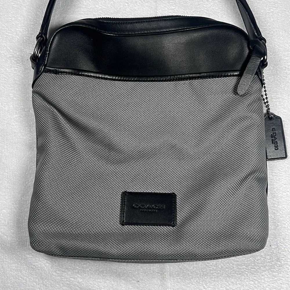 Coach F37609 Crossbody‎ Nylon Black Leather Mens Travel Work Bag